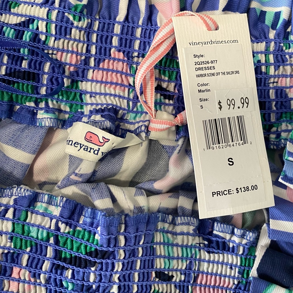 Vineyard Vines harbor scene off shoulder dress - Picture 3 of 5